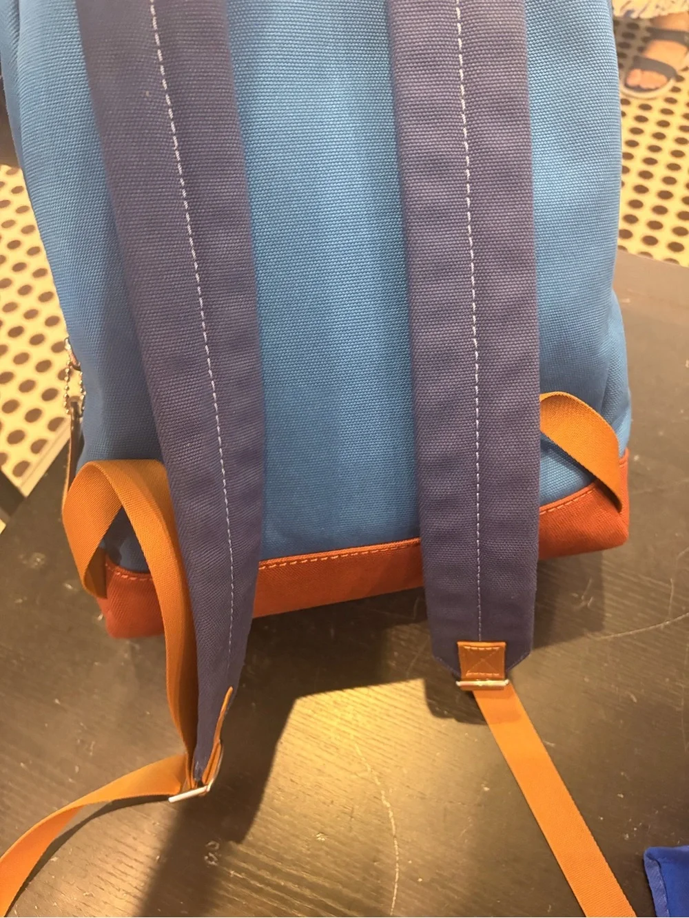 Coach Canvas Backpack with Tan Leather Trim new with tag blue